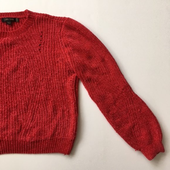 Love Tree Red Chenille Sweater - Picture 6 of 7